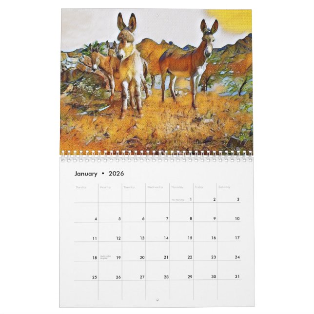 Calendário do Burro Selvagem da arizona 2022 (Jan 2026)