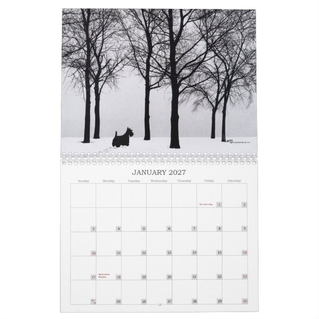Calendário do Cão Scottie (Jan 2027)
