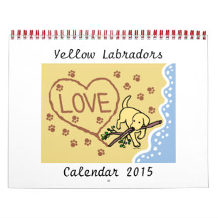 Calendário do Cartoon Amarelo Labrador Retriever 