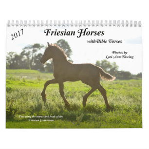 Calendário do cavalo do frisão com versos da