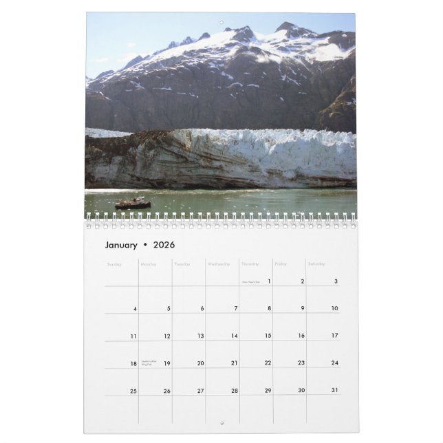 Calendário do cenário de Alaska (Jan 2026)