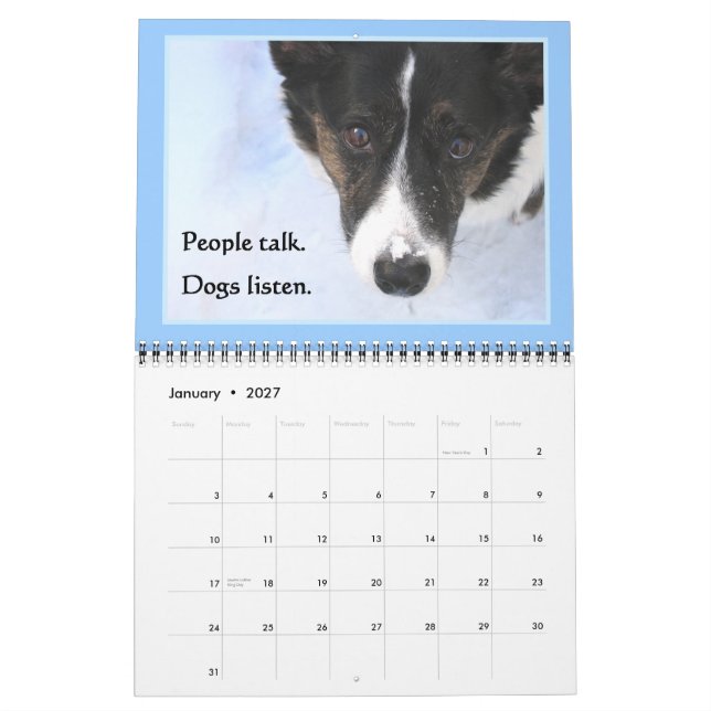 Calendário do Corgi 2015 do casaco de lã (Jan 2027)