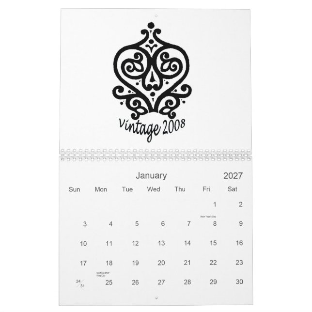 Calendário do design 2008 (Jan 2027)