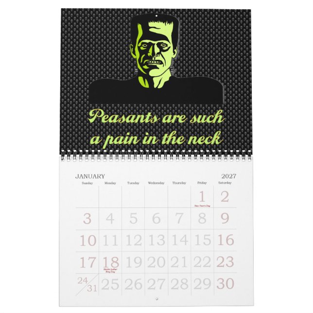 Calendário do Dia das Bruxas de 18-Mês (Jan 2027)