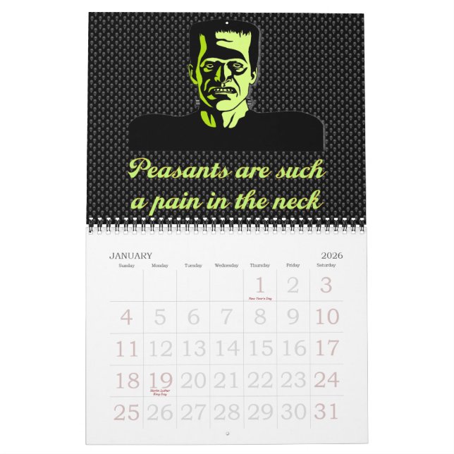 Calendário do Dia das Bruxas de 18-Mês (Jan 2026)