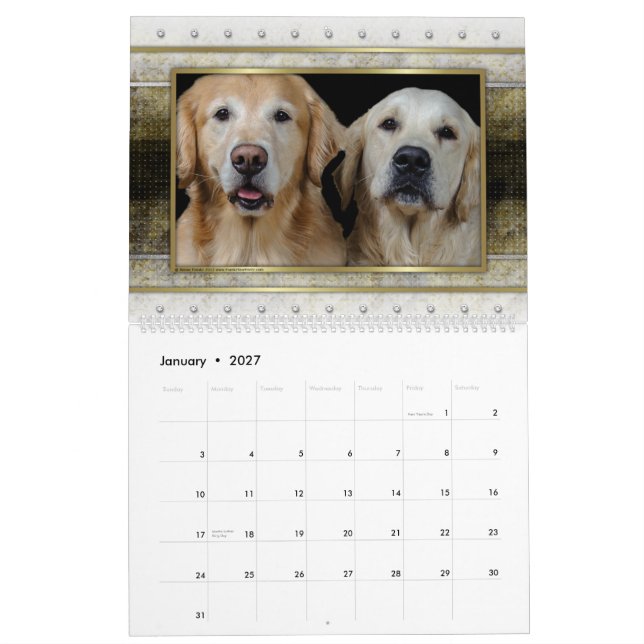 Calendário do golden retriever 2014 (Jan 2027)
