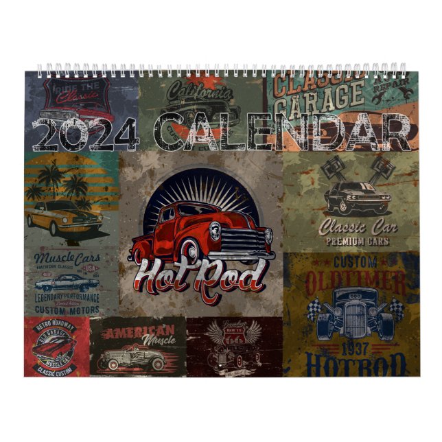Calendário do Hot Rod do Estilo do Grunge Retroati (Capa)