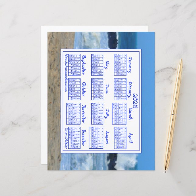 Calendário do Jersey Shore Photo 2025 com Fonte de (Frente/Verso In Situ)