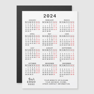 Calendário do logotipo comercial 2024 Magnet White