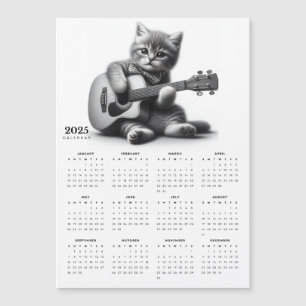 Calendário do Magnet do Arco Guitarista de Gatinho