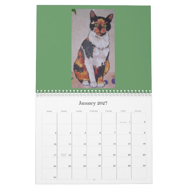 Calendário do Meow do gato (Jan 2027)