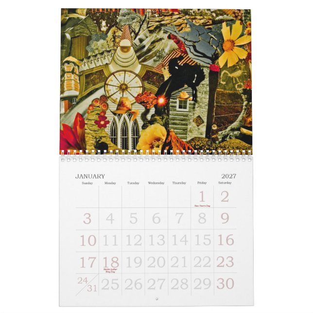 Calendário do mês das expressões -12 da colagem (Jan 2027)