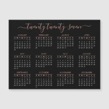 Calendário do Modern Script Black Rosa Dourado 202