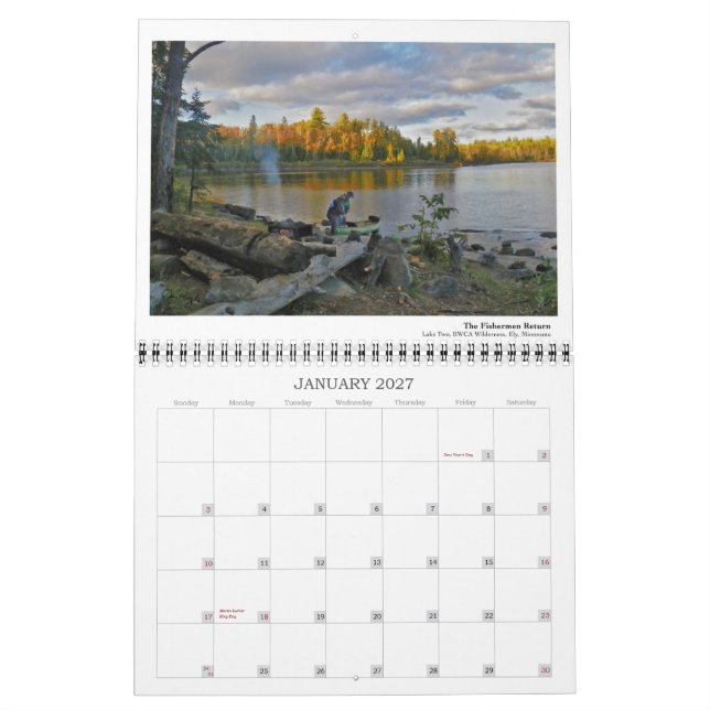 Calendário do Namekagon BWCA (Jan 2027)