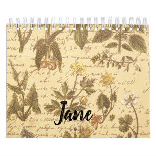 Calendário do Padrão Foral Botânico Vintage