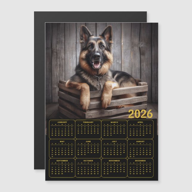 Calendário do Pastor Alemão 2026 (Frente/Verso)
