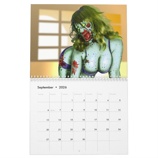 Calendário do Pin-Acima do zombi (Set 2026)