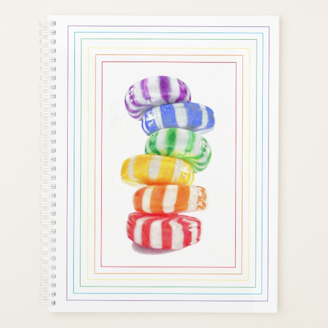 Calendário do Planejador do RAINBOW CANDY 8.5x11 (Frente)