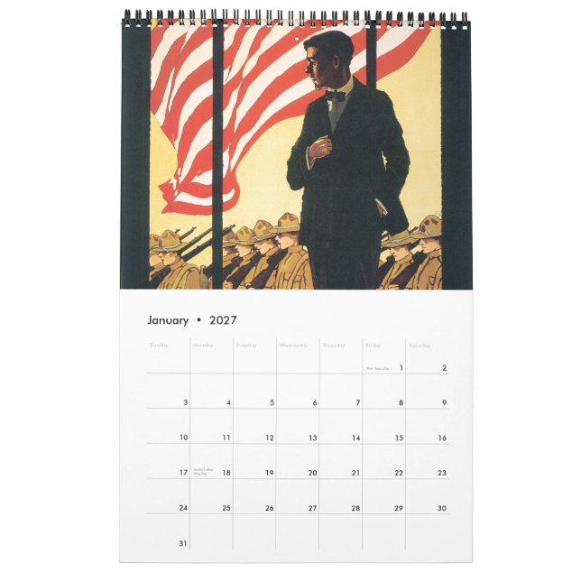 Calendário do poster da guerra mundial (Jan 2027)