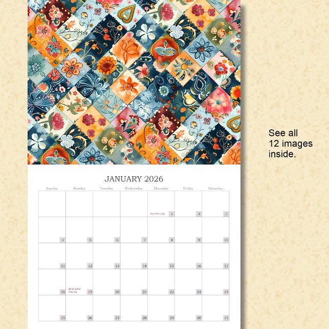 Calendário do Quilt Wall do Patchwork Floral (Criador carregado)