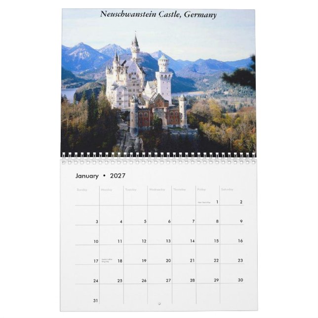 Calendário do viagem de Europa 2013 (Jan 2027)