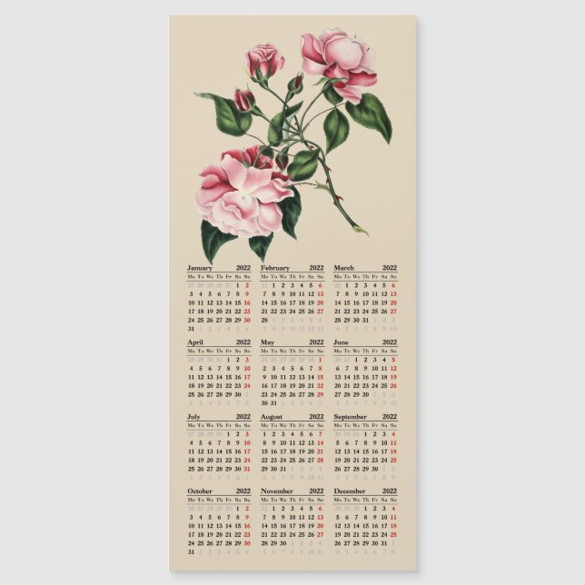 calendário do vintage botanical impressão 2022 (Frente)