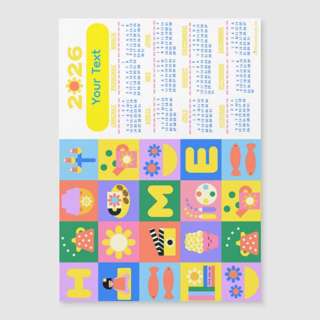 Calendário doméstico fácil e feliz personalizado 2 (Frente)