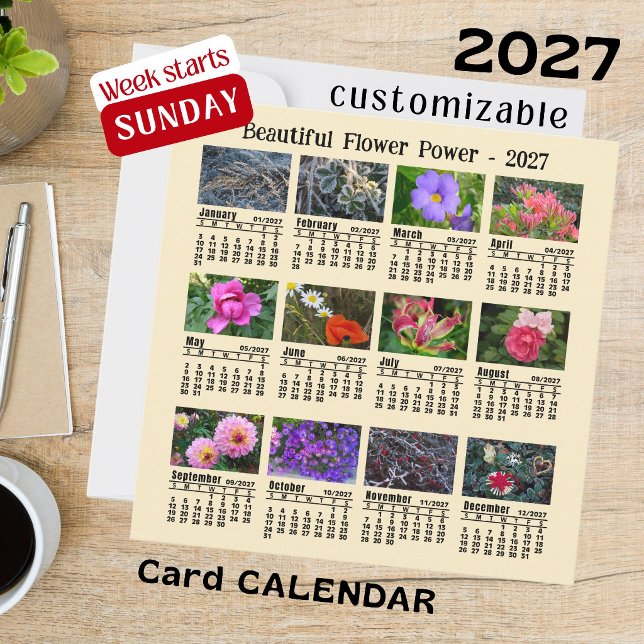 Calendário Dominical de Fotos de Flores 2027 em Ca (Criador carregado)