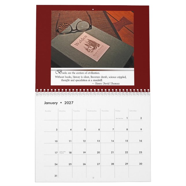 Calendário dos amantes de livro (Jan 2027)