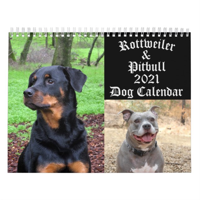Calendário dos cães Rottweiler e Pitbull (Capa)