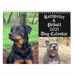 Calendário dos cães Rottweiler e Pitbull