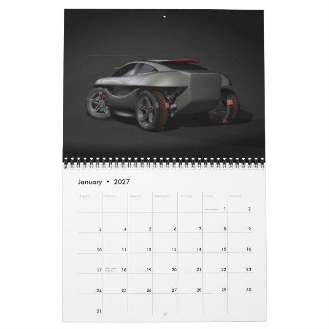 Calendário dos carros 2008 do conceito (Jan 2027)