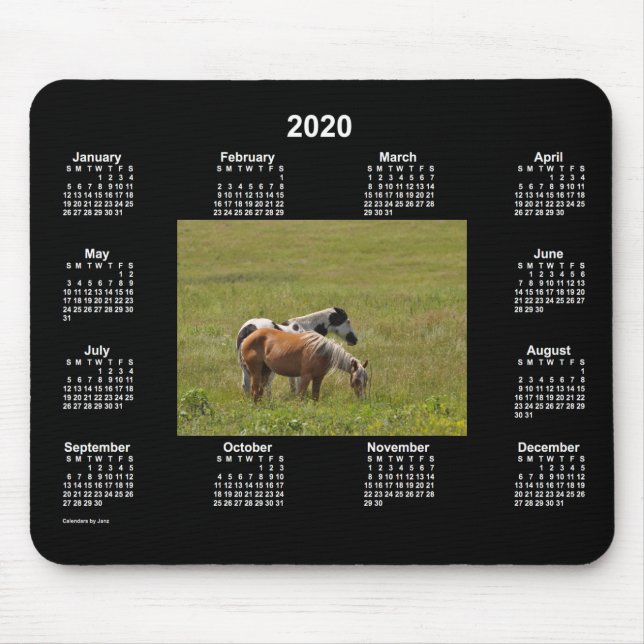 Calendário dos Cavalos 2020 por Janz Mouse Pad (Frente)