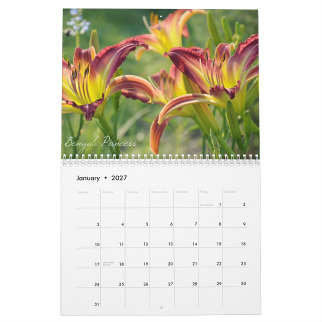 Calendário dos hemerocallis 2012 (Jan 2027)