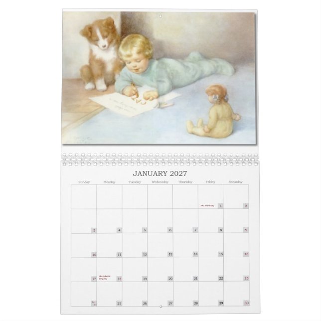 Calendário dos impressões da criança e do bebê (Jan 2027)