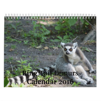 Calendário dos Lemurs 2016 da cauda do anel