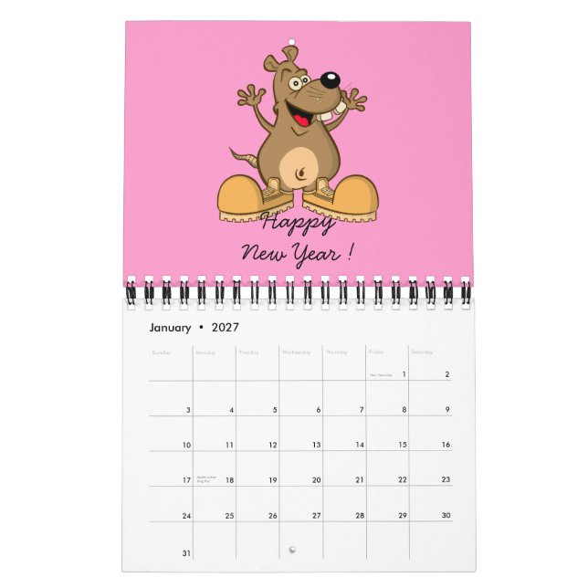 Calendário Dos "sapo engraçado da arte desenhos animados" do (Jan 2027)