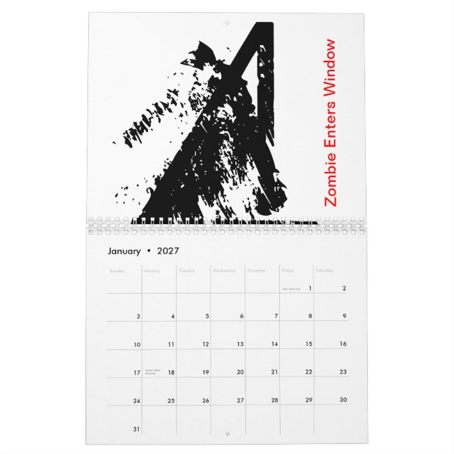 Calendário dos zombis.  Pode você identificá-los? (Jan 2027)