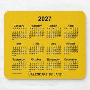 Calendário Dourado 2027 por Janz Mouse Pad