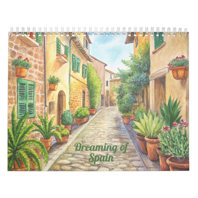 Calendário Dreaming of Spain | 2026 Watercolor Travel Art (Capa)