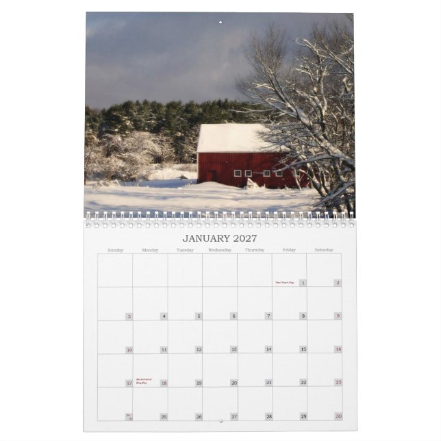 Calendário DSC_0022, visões de New Hampshire (Jan 2027)