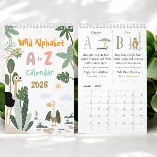 Calendário Educativo de Animais Selvagens ABC para