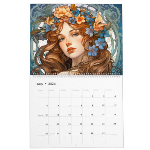Calendário Elegância Encantadora: Art Nouveau Girls