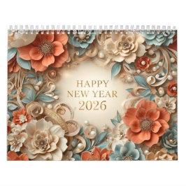Calendário elegant happy new year 2026 wall calendar