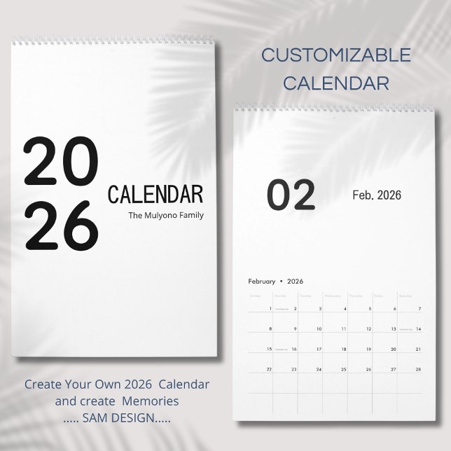 Calendário Elegant Minimalist 2026 Calendar (Criador carregado)