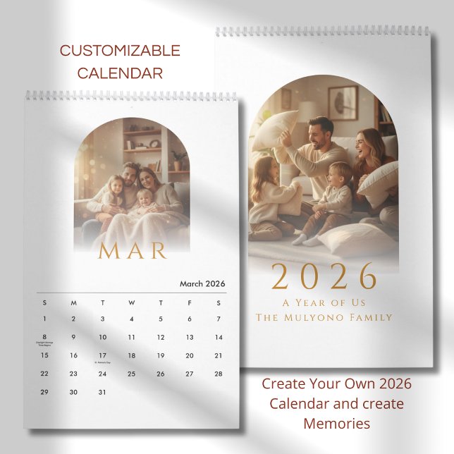 Calendário Elegant Minimalist Family Photo Calendar 2026 (Criador carregado)