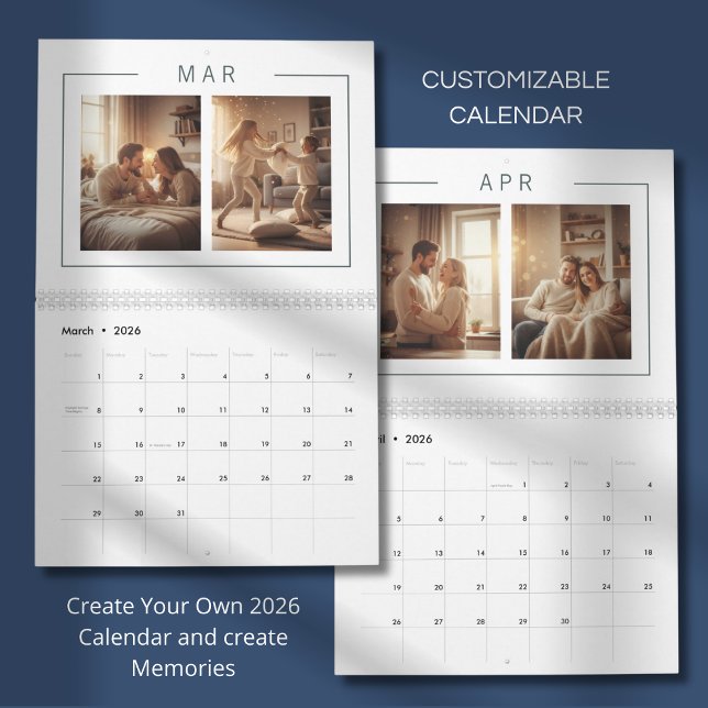 Calendário Elegant Minimalist Family Photo Calendar 2026 (Criador carregado)