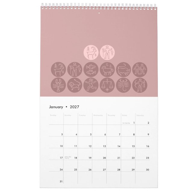 Calendário elegante do horóscopo (Jan 2027)