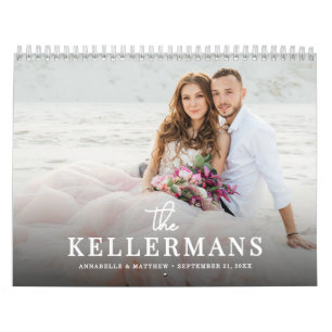 Calendário Elegante Foto de Casamento Personalizada