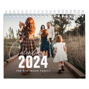 Calendário elegante foto de família em script 2024